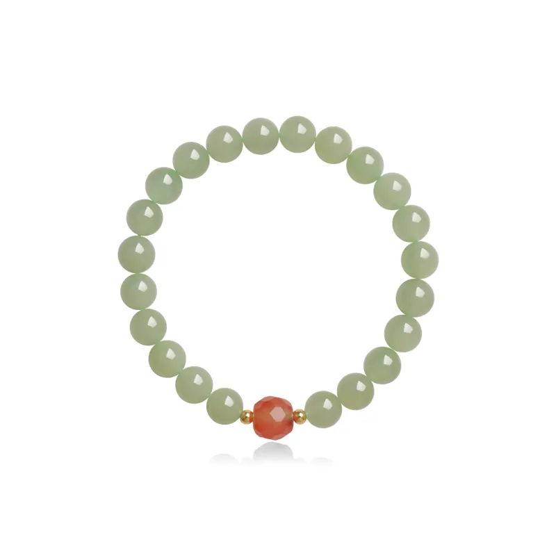 YINXIANGMOU Hetian Jade Bracelets Pale Greenish White Jade Women's-6
