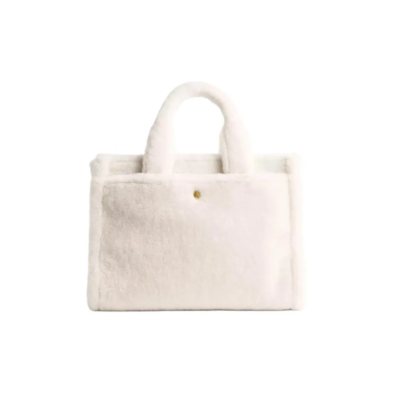 COACH Cargo Shearling Tote Bag, Shopping Bag, Shoulder Bag, Crossbody Bag, Handbag Tubas Women's White-4