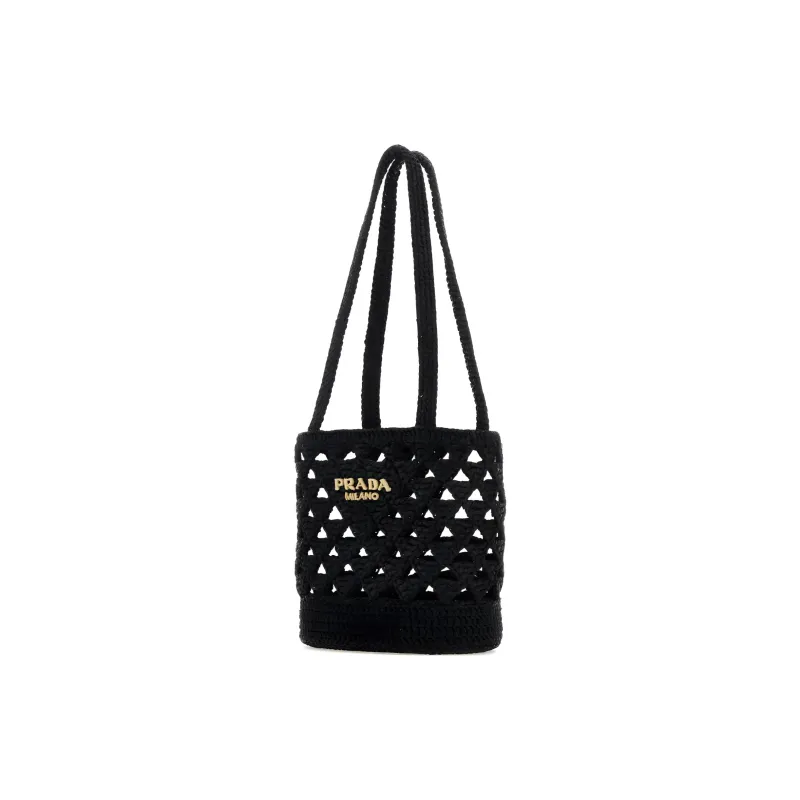 PRADA Straw Handbag Women's Black-1