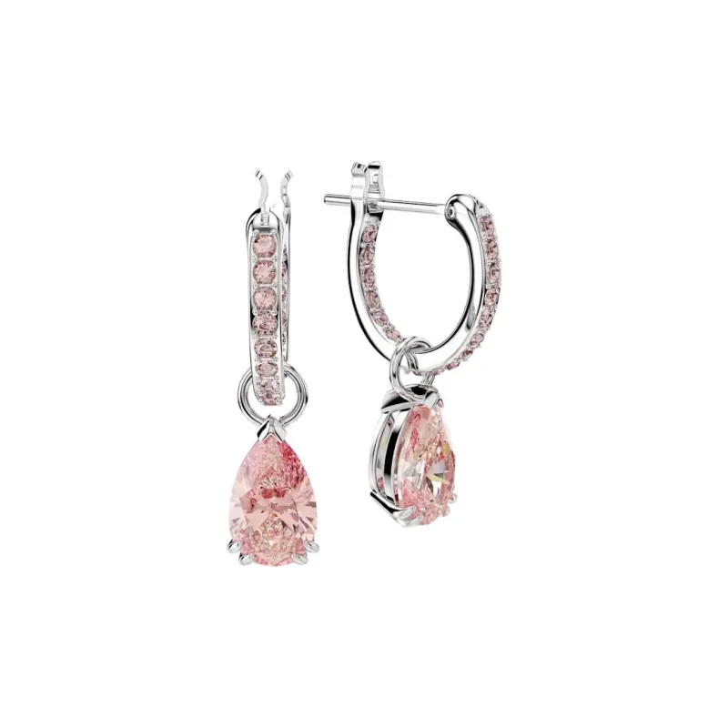 Swarovski Crystal Rhodium-plated Earrings Women's Pink-0