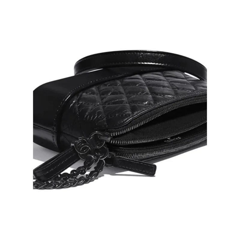 CHANEL GabrielleSo Black Calfskin Hobo Bag, Shoulder Bag, Crossbody Bag Mini Women's Black-4