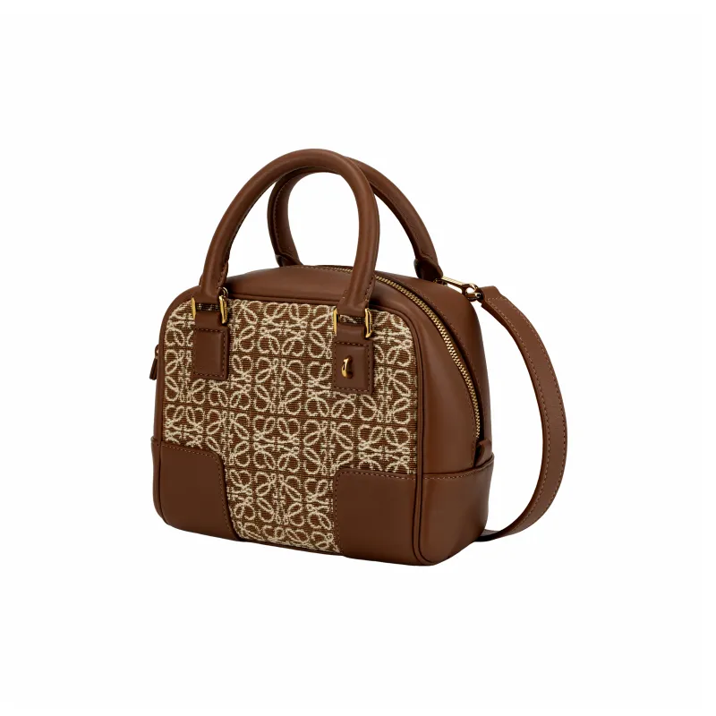 LOEWE Amazona Jacquard Fabric With Cow Leather Shoulder Bag, Crossbody Bag, Handbag Mini Women's Brown-1