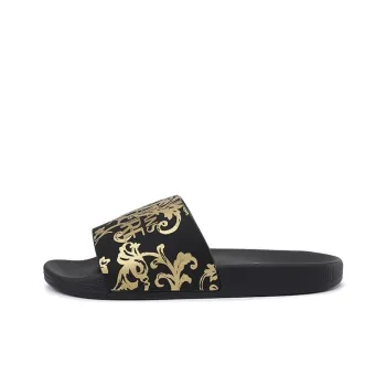 VERSACE JEANS COUTURE Slide Slippers Women's Black Gold