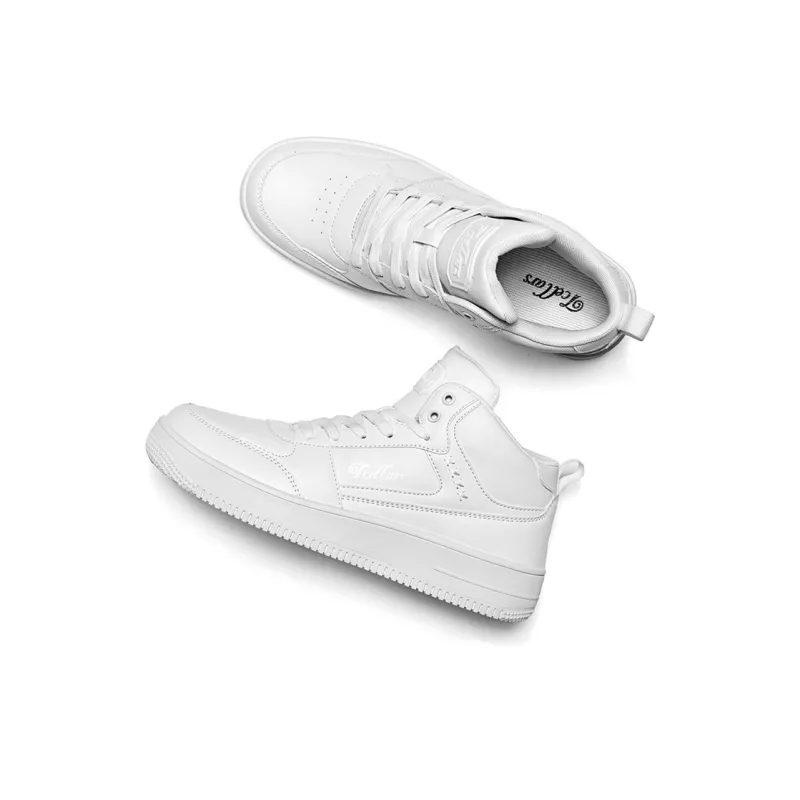 TCELLARS Coverage Cushioning Wear-Resistant Lightweight Height Increasing Mid-Top Skateboard Shoes Unisex Vintage White-4