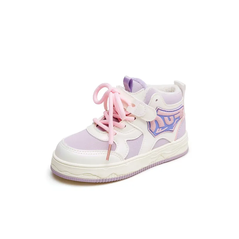 Warrior Slip Resistant, Abrasion Resistant, Thermal High Top Kids' Skateboarding Shoes White Purple Pink Kids'-1