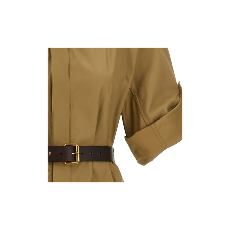 SAINT LAURENT Short Sleeved Dresses Women's Beige-4