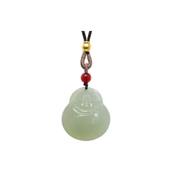 MARY WINDSOR Hetian Jade Laughing Buddha Pendant Pale Greenish White Jade Women's