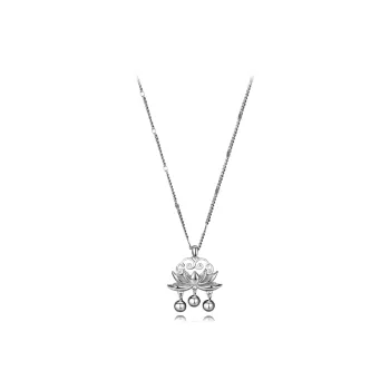 Muyan S925 Silver Lotus Peace Lock Necklace Women's