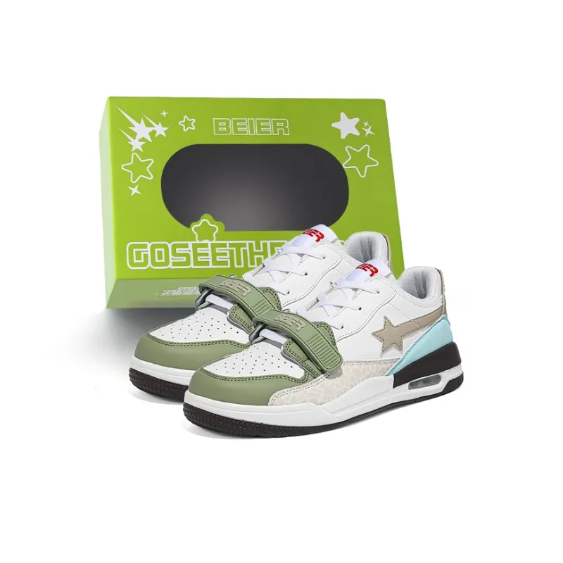 BEIER Stars Collection Couple Versatile Height Increasing Slip-Resistant Low-Top Skateboard Shoes Unisex-26