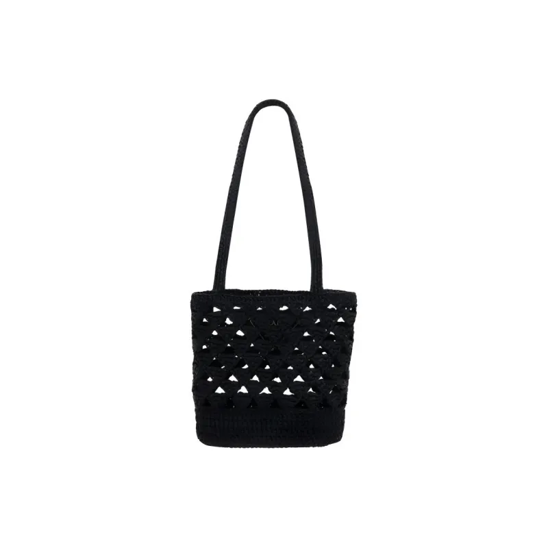 PRADA Straw Handbag Women's Black-2