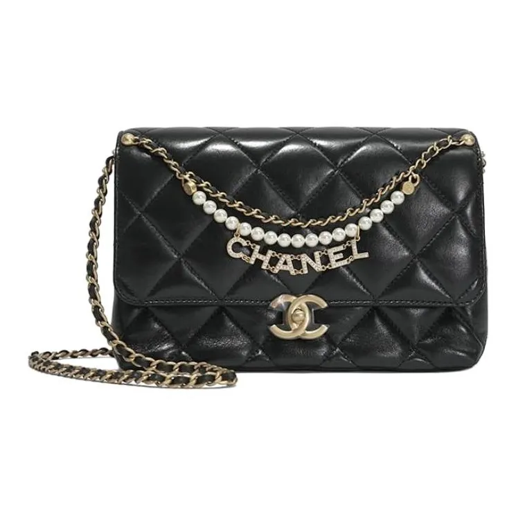 CHANEL Classic Flap CF Shiny Lambskin Shoulder Bag Crossbody Bag Mini Women's Black-0