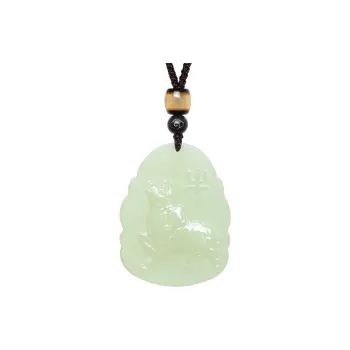 MARY WINDSOR Chinese Zodiac Ox Guardian Pendant Pale Greenish White Jade Unisex