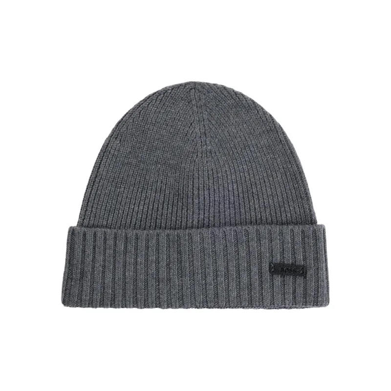 HUGO BOSS Logo Patch Knitted Beanie-0