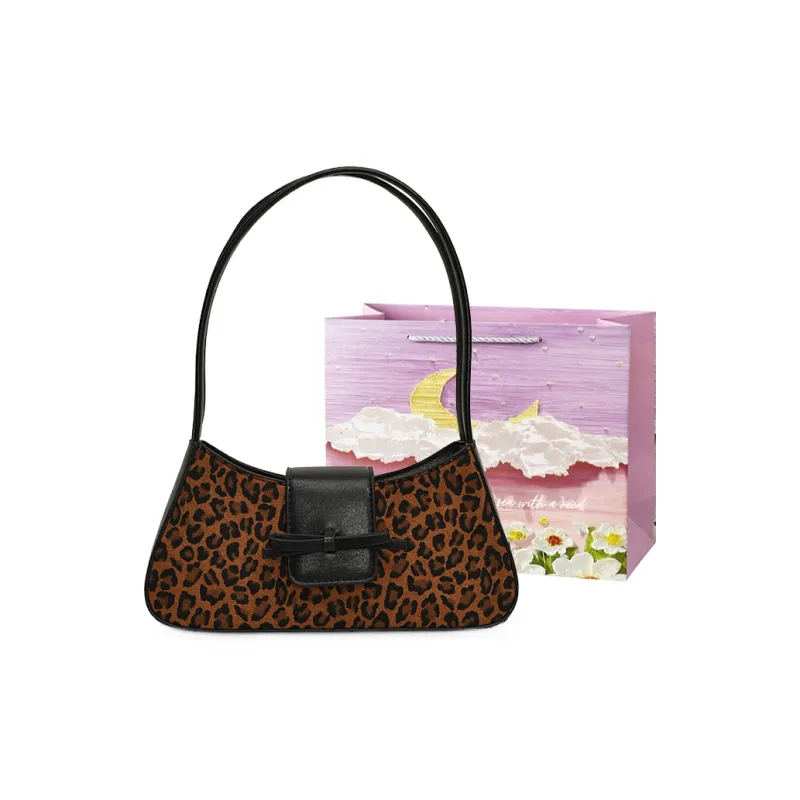 Bansusu PU & Matte Shoulder Bag Women's Black Leopard Print/Brown Leopard Print-0