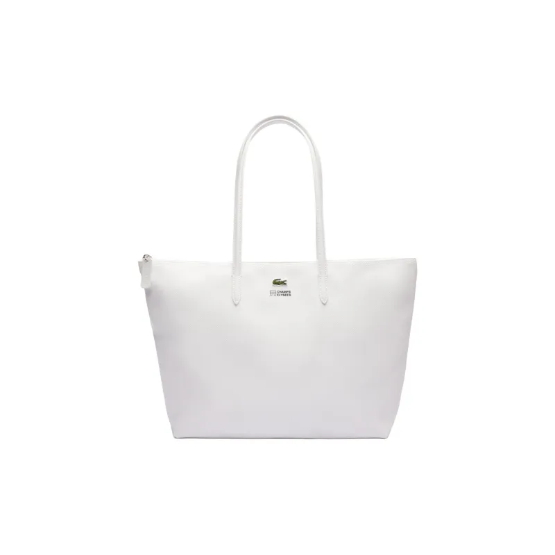 LACOSTE PVC Tote Bag, Shopping Bag, Shoulder Bag, Handbag Large Size Women's White-0