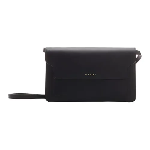 MARNI Saffiano Calfskin Shoulder Bag Makeup Bag Women's Black