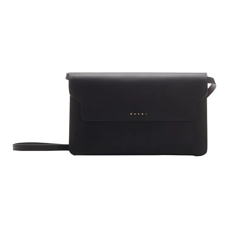 MARNI Saffiano Calfskin Shoulder Bag Makeup Bag Women's Black-0