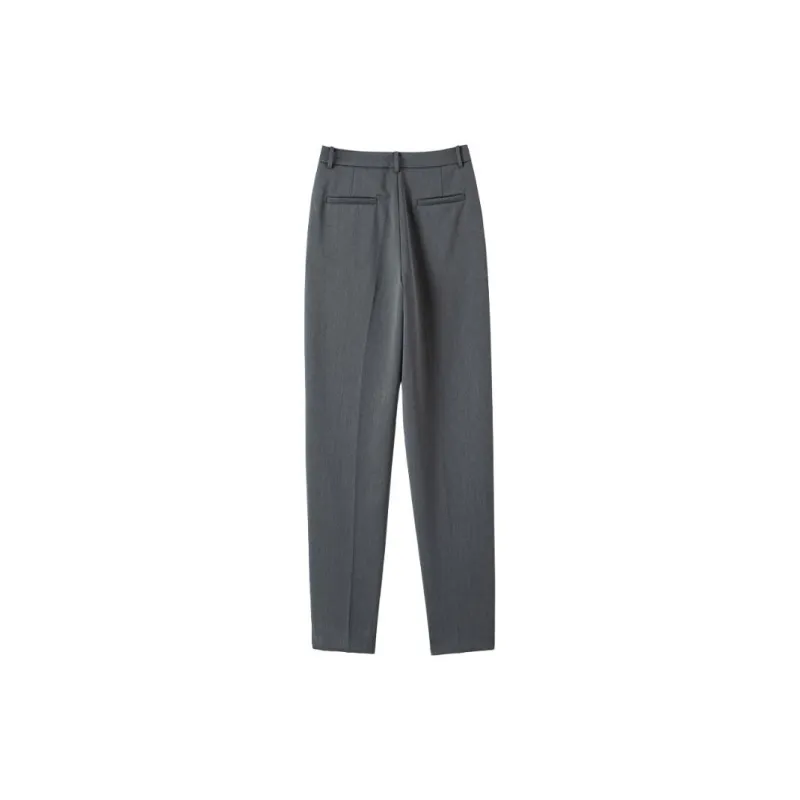 Late White Casual Pants Women's Dark Coffee-11