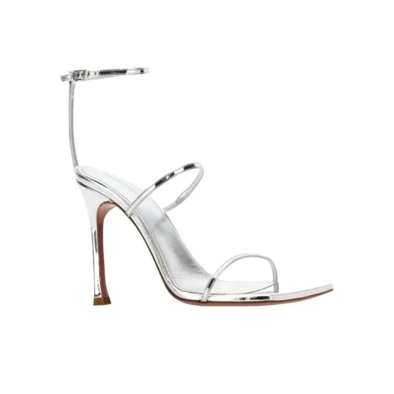 AMINA MUADDI One Strap Sandals 9.5cm Women's Silver-2