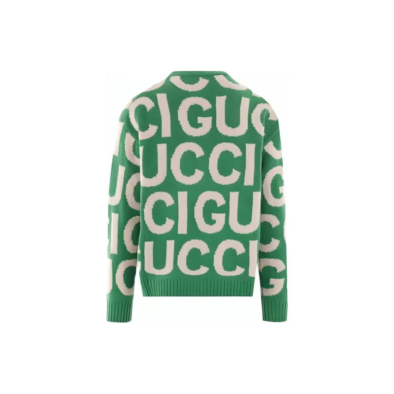 GUCCI All Over Logo Intarsia Knit Sweater-1