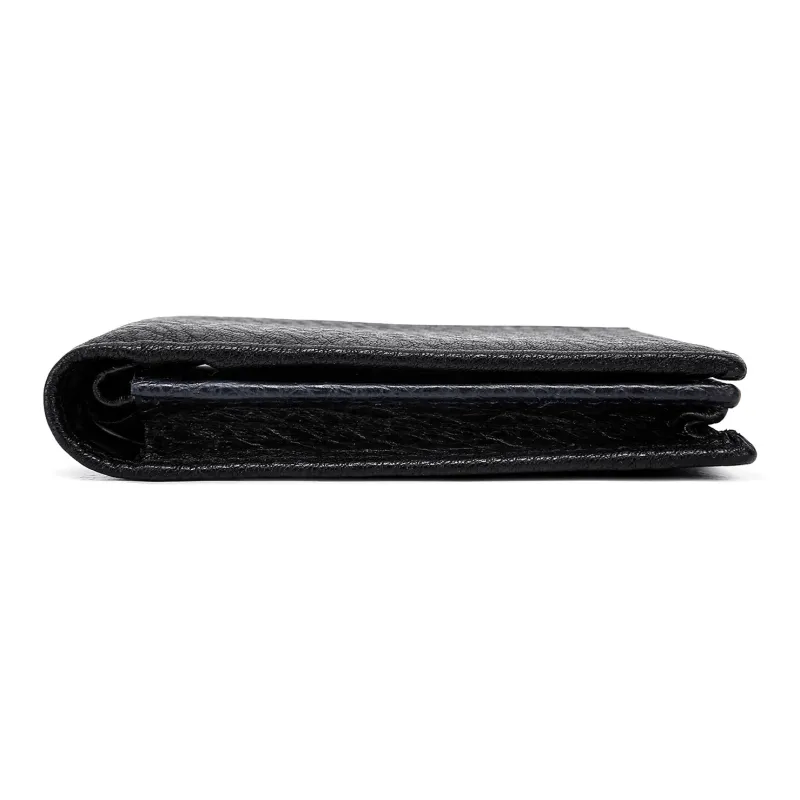 FAIRWHALE Top Grain Cow Leather Wallet Card Holder Coin Purse Money Clip Regular Men's Black-5