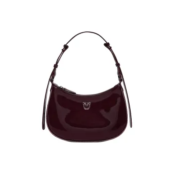PINKO Half Moon Series Polyester Crescent Bag Handbag Shoulder Bag Small Size Women's Ox Blood Color