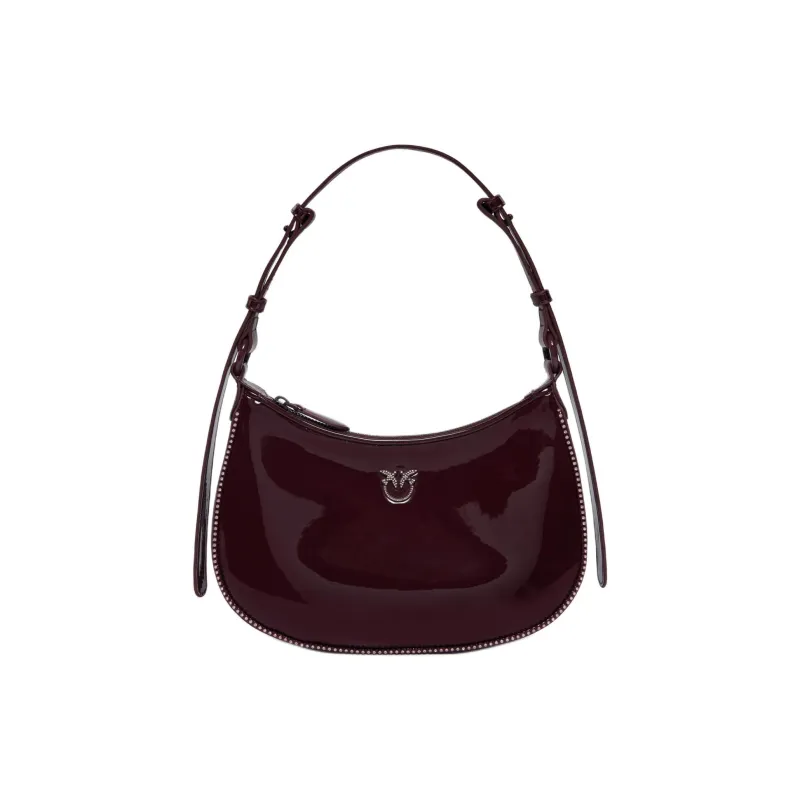 PINKO Half Moon Series Polyester Crescent Bag Handbag Shoulder Bag Small Size Women's Ox Blood Color-0