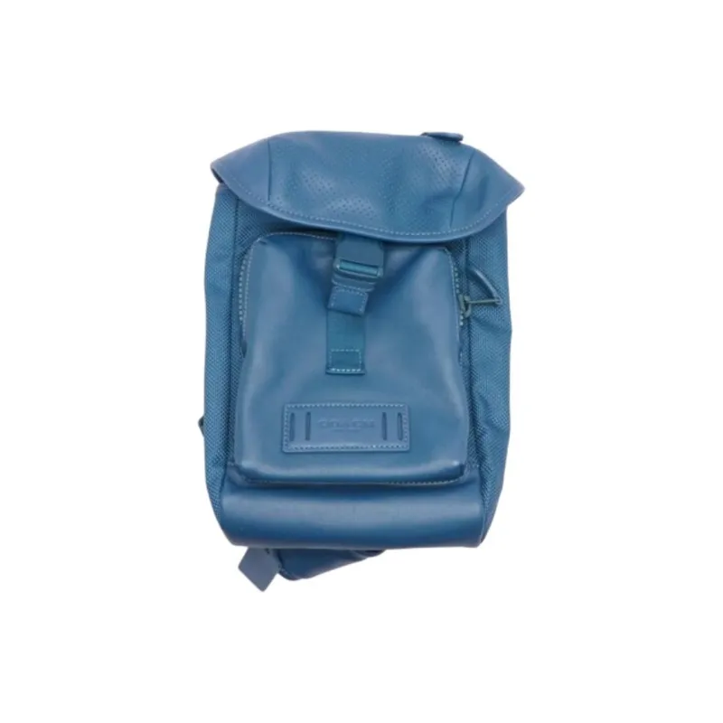 COACH Ranger Canvas With Leather One Shoulder Crossbody Sling Bags Small Size Men's Lake Blue-1