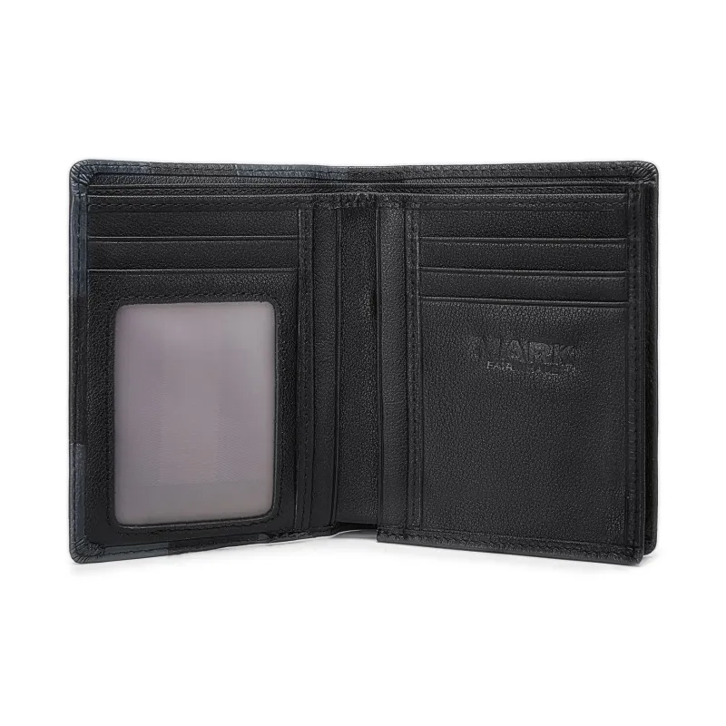 FAIRWHALE Top Grain Cow Leather Wallet Card Holder Money Clip Regular Men's Black-4