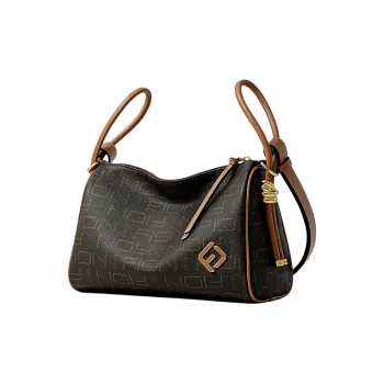 FION Artificial Leather Crossbody Bag Large Size Women's Coffee & Tea