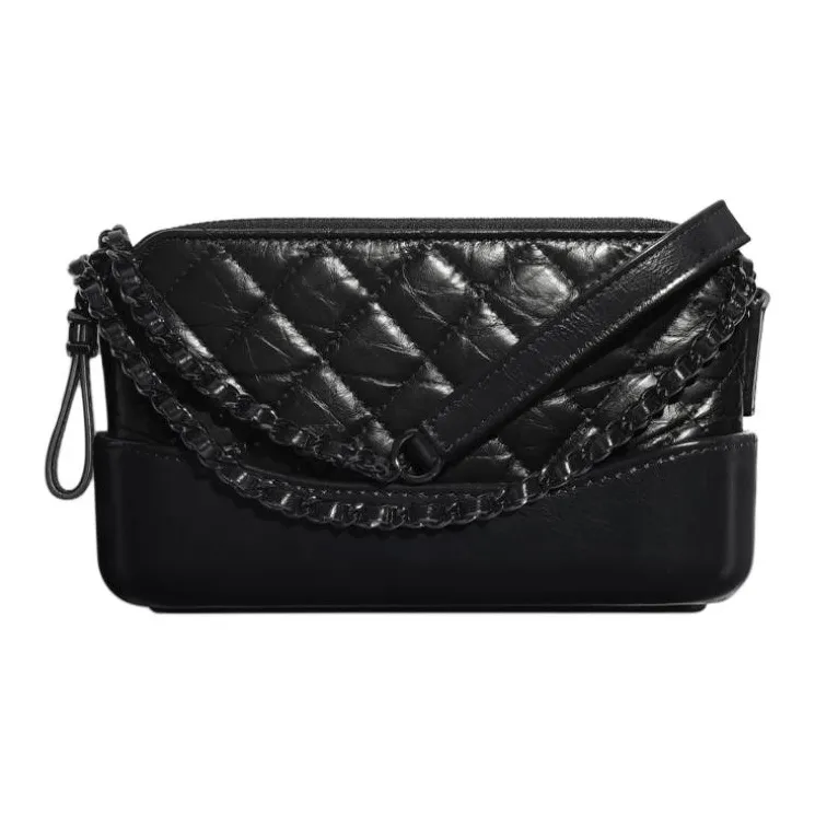 CHANEL GabrielleSo Black Calfskin Hobo Bag, Shoulder Bag, Crossbody Bag Mini Women's Black-0