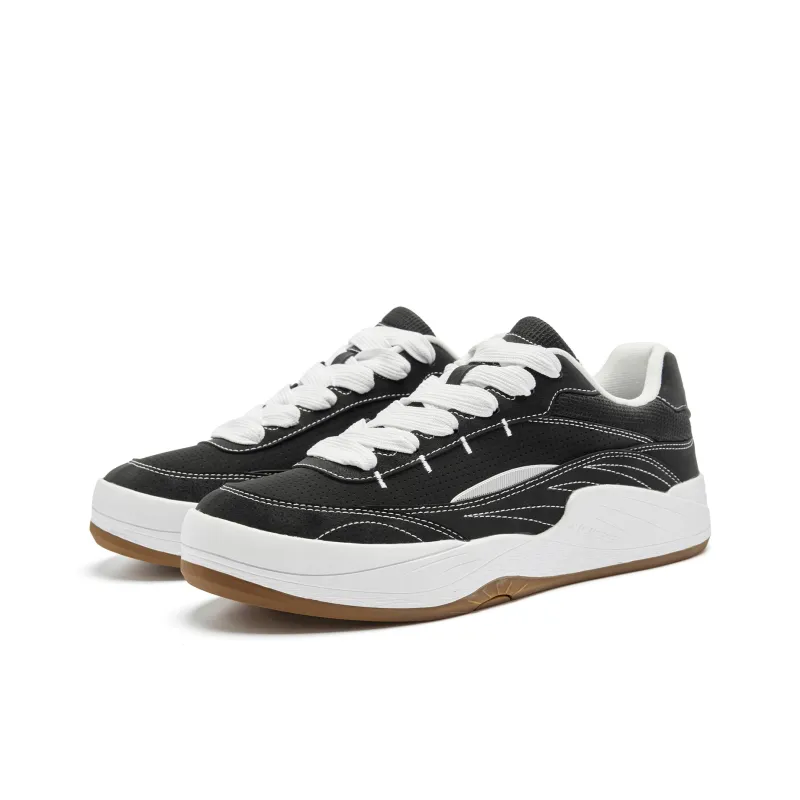 QIAODAN Sunrise Skateboard Shoes Men Low Top Black/Jordan White-2