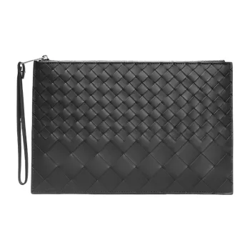 CMLZIUA Top Grain Cow Leather Clutch Regular Men's Black