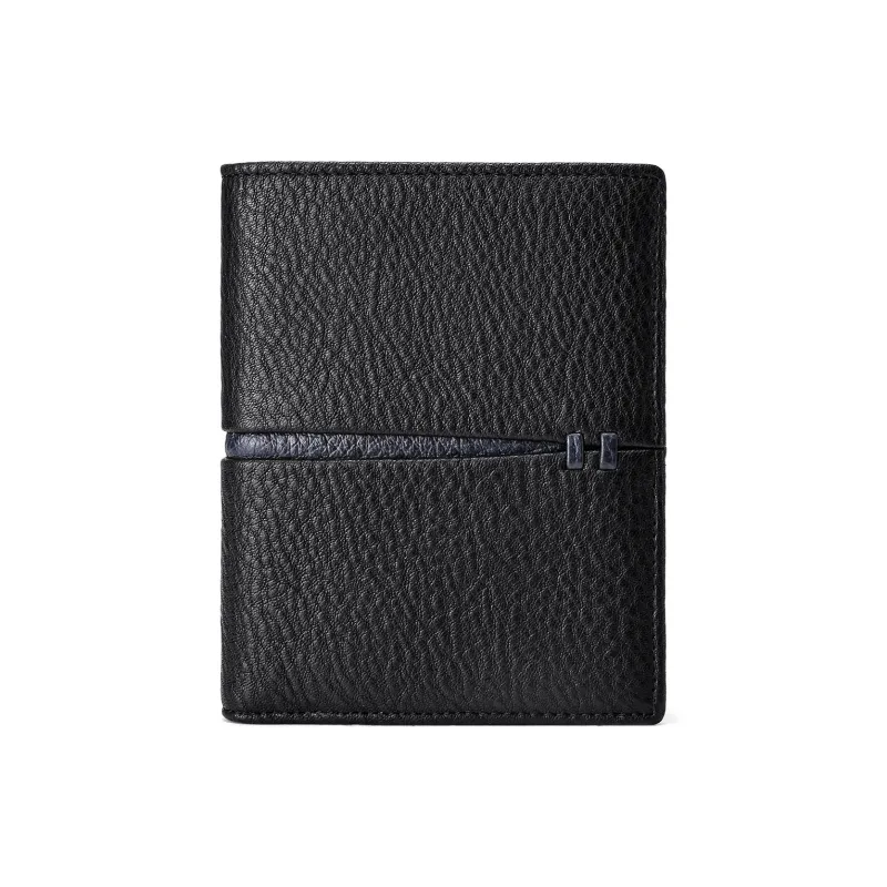 FAIRWHALE Top Grain Cow Leather Wallet Card Holder Coin Purse Money Clip Regular Men's Black-1