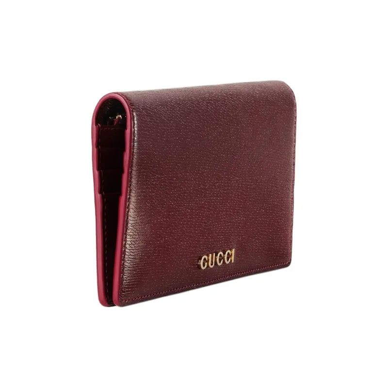 GUCCI Leather Wallet Women's Red-1
