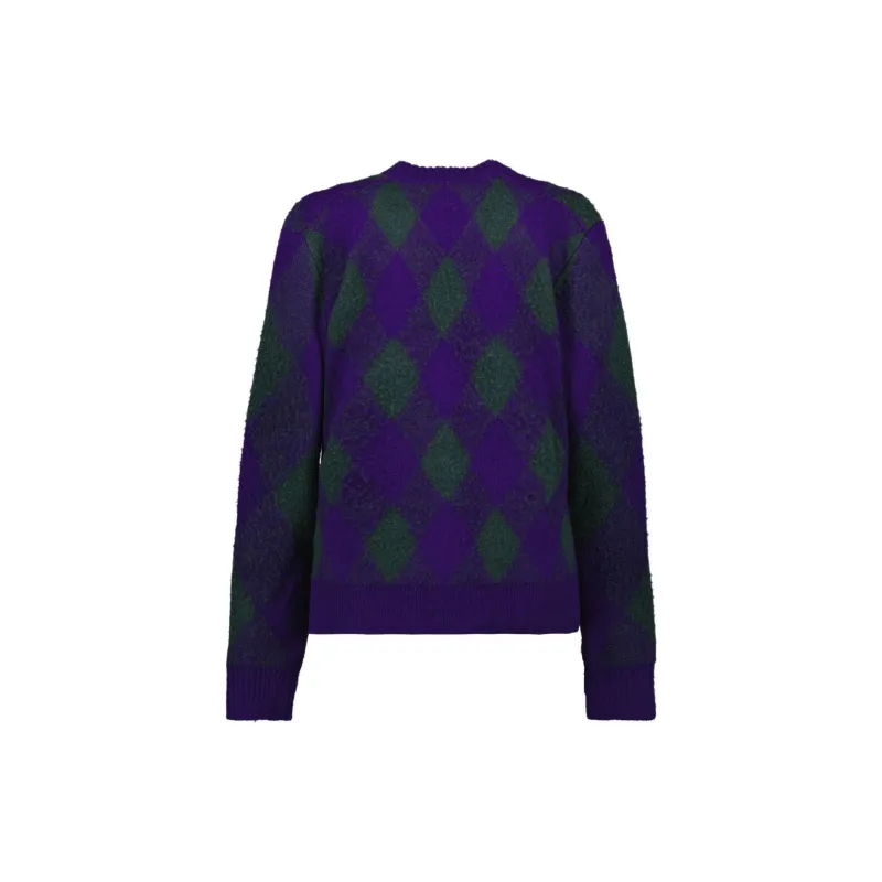 Burberry Argyle Intarsia Knit V Neck Cardigan-1