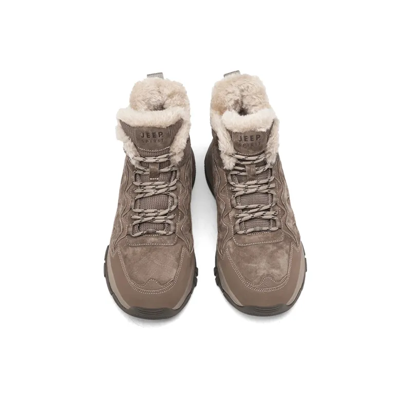JEEP SPIRIT Wear-Resistant Short Snow Boots Men's Cuban Brown-3
