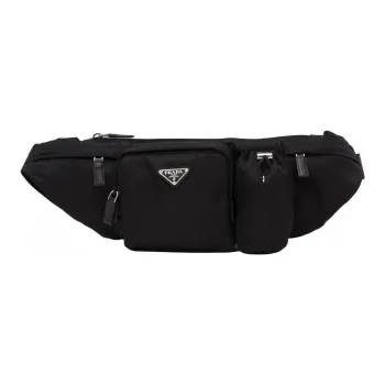 PRADA Fabric One Shoulder Crossbody Bag Sling Bag Fanny Pack Men's Black