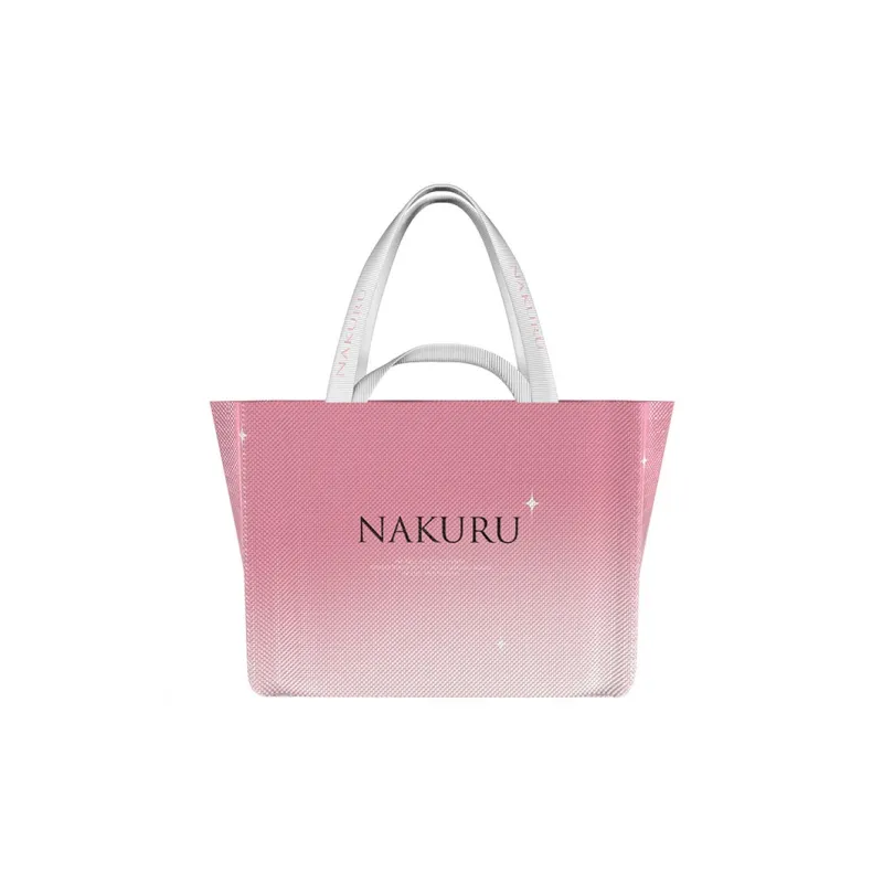 NAKURU Polypropylene Plastic Tote Bag, Shopping Bag, Handbag Large Size Unisex Woven Gradient Black Pink-6