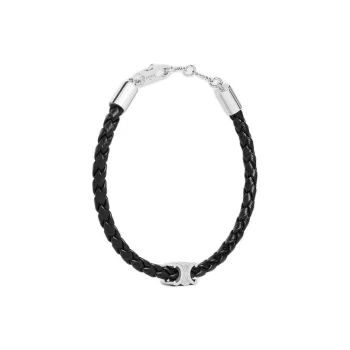 CELINE Brass, Calfskin, Rhodium Plated Bracelets Men's Black