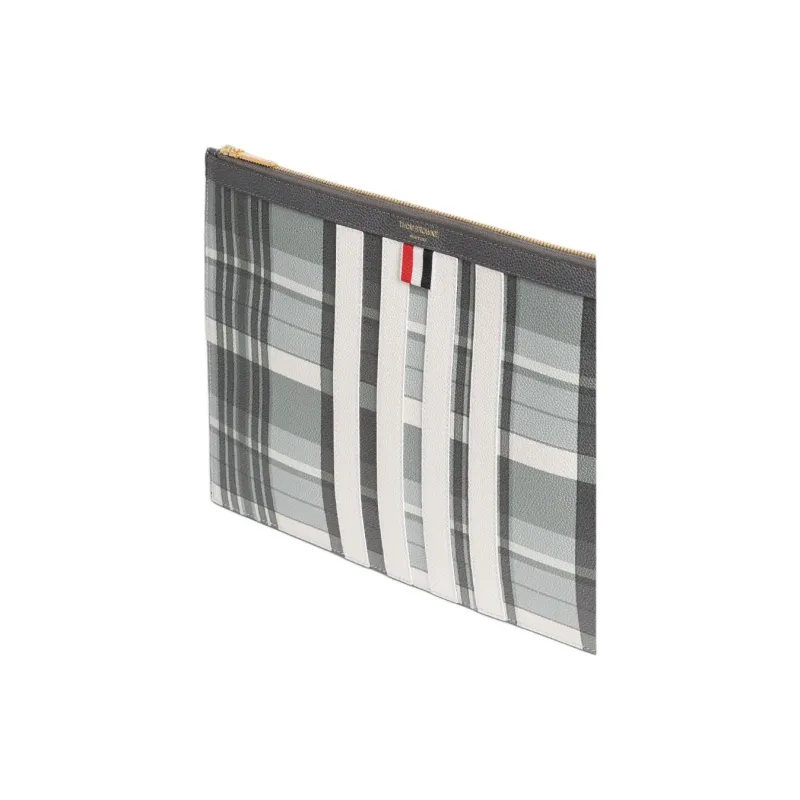 THOM BROWNE Checkered Zipped Clutch Bag-5