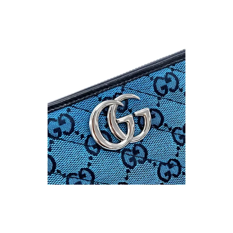 GUCCI GG Marmont Canvas With Genuine Leather Wallet Women's Blue-2