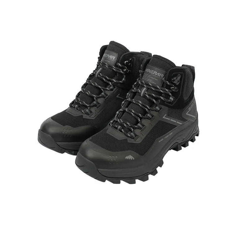 MINEPAIR Warm Wear Resistant Water Resistant Slip Resistant High Top Outdoor Shoes Unisex Black-3