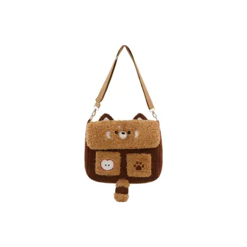 Holding Bamboo Polyester Shoulder Bag, Crossbody Bag Regular Unisex Brown