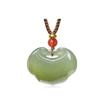 MARY WINDSOR Clear Water Green Hetian Jade Ruyi Lock Pale Greenish White Jade Women's