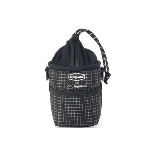 M Square PVC Bucket Bag, Hanging Bag, Head Tube Bag, Water Bottle Kettle Tool Bag, Shoulder Bag Unisex Black