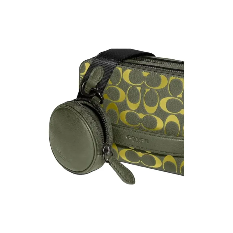 COACH Charter Cow Leather Camera Bag, Shoulder Bag, Crossbody Bag Small Size Men's Army Green Light Green-3