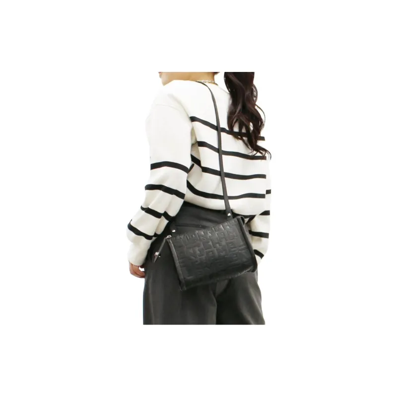 LONGCHAMP Leather Shoulder Bag Crossbody Bag Small Size Women's Black-4