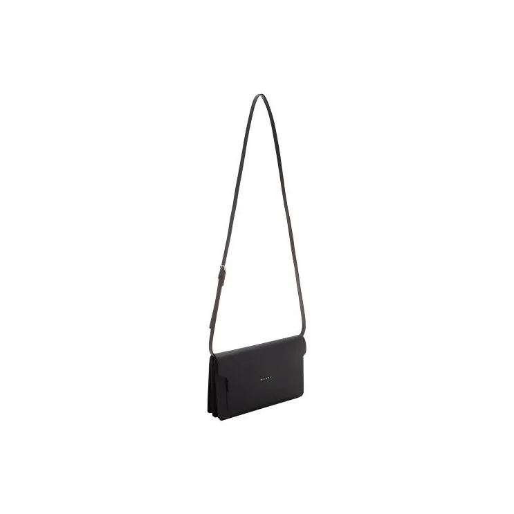 MARNI Saffiano Calfskin Shoulder Bag Makeup Bag Women's Black-1