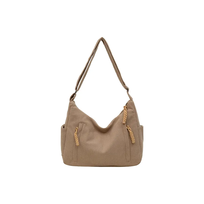 GOX Corduroy Shoulder Bag Regular Women's White/Black/Green/Khaki/Pink-13